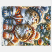 Maine Coon Kittens eerste kerstsneeuwval Fleece Deken (Voorkant (Horizontaal))