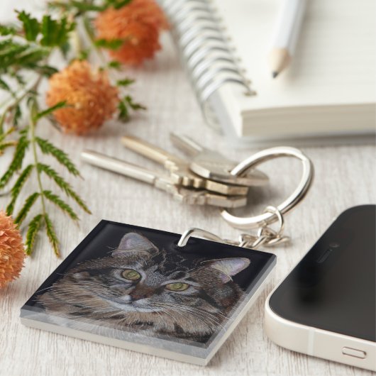 Maine Coon Kitty Cat Sleutelhanger (Voorkant Rechts)
