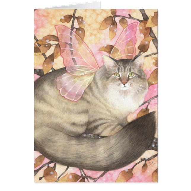Maine Coon Magic - Fairy Cat Art Card (Voorkant)