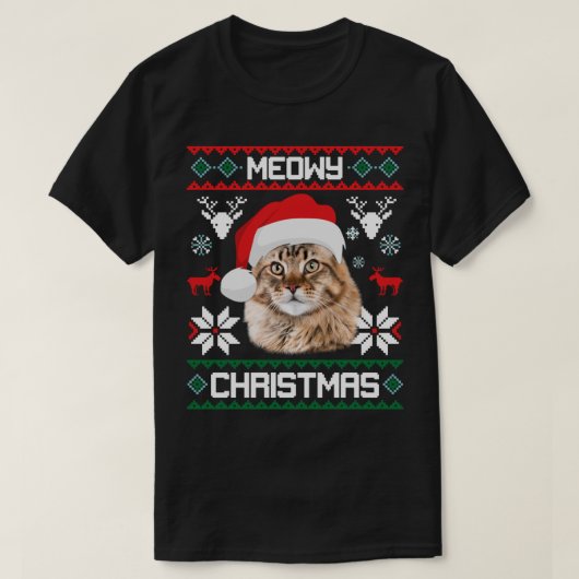 Maine Coon Meowy Christmas Ugly Sweater Cat Gift L T-shirt (Design voorkant)