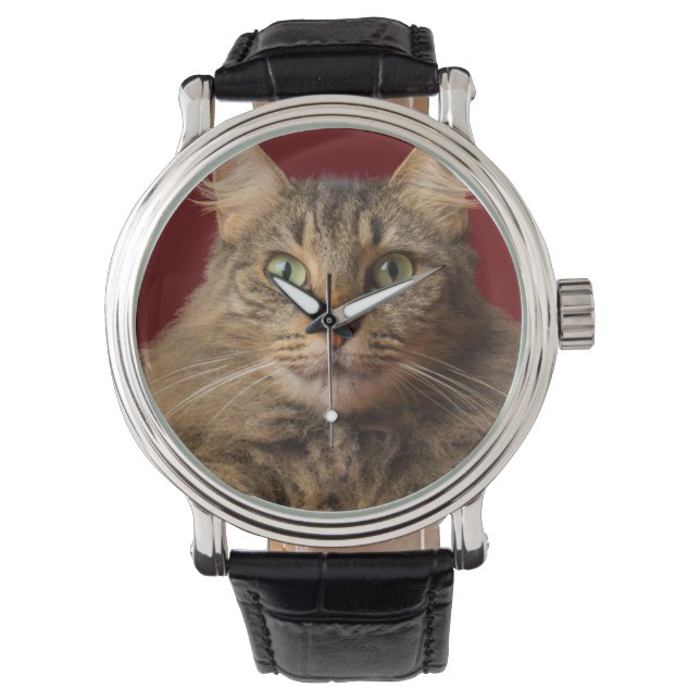 Maine Coon met kerstcollectie Horloge (Voorkant)