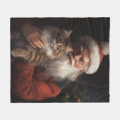 Maine Coon met Kerstman Festieve Kerst  Fleece Deken (Voorkant (Horizontaal))