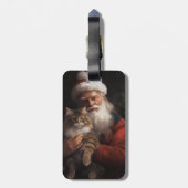 Maine Coon Met Sinterklaas Feestelijke Kerstmis Bagagelabel (Achterkant verticaal)