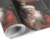 Maine Coon Met Sinterklaas Feestelijke Kerstmis Cadeaupapier (Rol Hoek)