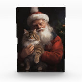 Maine Coon Met Sinterklaas Feestelijke Kerstmis Fotoblokken (Voorkant)
