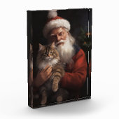 Maine Coon Met Sinterklaas Feestelijke Kerstmis Fotoblokken (Links)