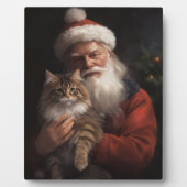 Maine Coon Met Sinterklaas Feestelijke Kerstmis Fotoplaat (Voorkant)