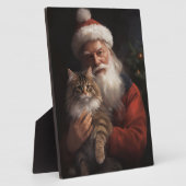 Maine Coon Met Sinterklaas Feestelijke Kerstmis Fotoplaat (Zijkant)