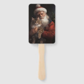 Maine Coon Met Sinterklaas Feestelijke Kerstmis Handwaaier (Achterkant)