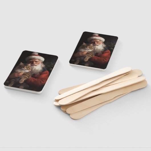 Maine Coon Met Sinterklaas Feestelijke Kerstmis Handwaaier (Niet-gemonteerd)