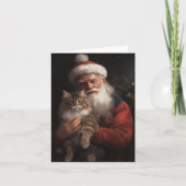 Maine Coon Met Sinterklaas Feestelijke Kerstmis Kaart (Voorkant)