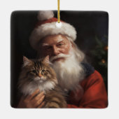 Maine Coon Met Sinterklaas Feestelijke Kerstmis Keramisch Ornament (Achterkant)
