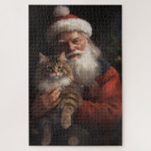 Maine Coon Met Sinterklaas Feestelijke Kerstmis Legpuzzel (Verticaal)