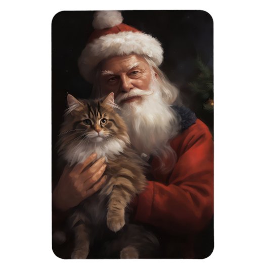 Maine Coon Met Sinterklaas Feestelijke Kerstmis Magneet (Verticaal)