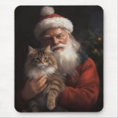Maine Coon Met Sinterklaas Feestelijke Kerstmis Muismat (Voorkant)