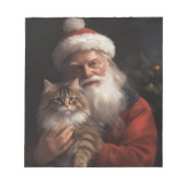Maine Coon Met Sinterklaas Feestelijke Kerstmis Notitieblok (Voorkant)