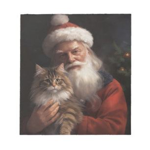 Maine Coon Met Sinterklaas Feestelijke Kerstmis Notitieblok