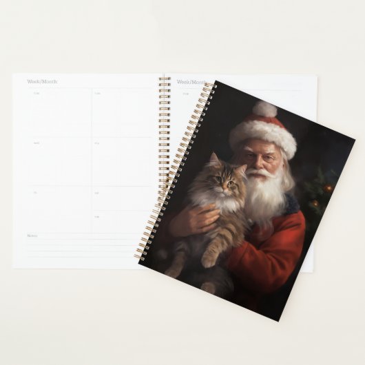 Maine Coon Met Sinterklaas Feestelijke Kerstmis Planner (Display)