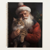Maine Coon Met Sinterklaas Feestelijke Kerstmis Planner (Voorkant)