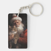 Maine Coon Met Sinterklaas Feestelijke Kerstmis Sleutelhanger (achterkant)
