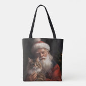 Maine Coon Met Sinterklaas Feestelijke Kerstmis Tote Bag (Achterkant)