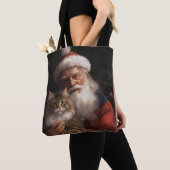 Maine Coon Met Sinterklaas Feestelijke Kerstmis Tote Bag (Dichtbij)