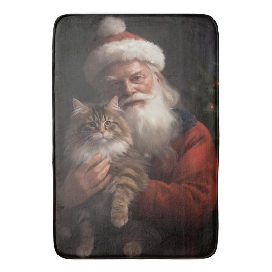 Maine Coon met Sinterklaas Festive Kerst  Badmat (Voorkant Verticaal)