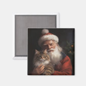 Maine Coon met Sinterklaas Festive Kerst Magneet (Voorkant / Achterkant)
