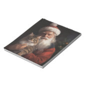 Maine Coon met Sinterklaas Festive Kerst Notitieblok (Linkerzijde)
