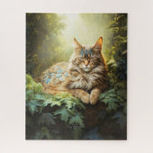 Maine Coon met veren in bos Legpuzzel (Verticaal)