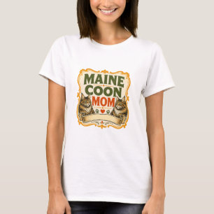 Maine Coon Moeder Vintage Kat Liefhebber Design T-shirt