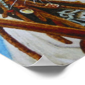 Maine Coon Pirate Cat Jack & Ship Waterverf 11x14 Poster (Hoek)