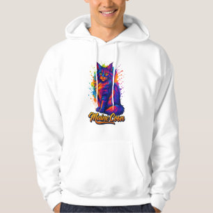 Maine Coon Pop Art Kleurrijke Kattenillustratie Hoodie