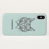 Maine Coon Portrait | Jouw namen toevoegen Case-Mate iPhone Case (Achterkant (horizontaal))