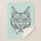 Maine Coon Portrait Sherpa Deken (Voorkant)