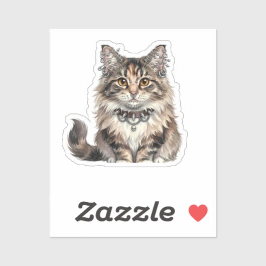 Maine Coon Punk Kat Ronde Sticker (Vel)