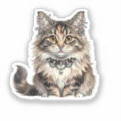 Maine Coon Punk Kat Ronde Sticker (Voorkant)
