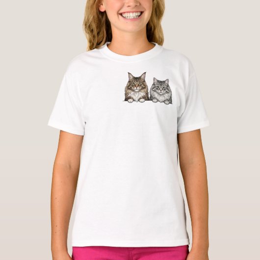 Maine Coon & Silver Tabby for Cat lover T-shirt (Voorkant)