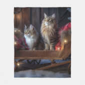 Maine Coon Sneeuw slee Christmas decoratie Fleece Deken (Voorkant)