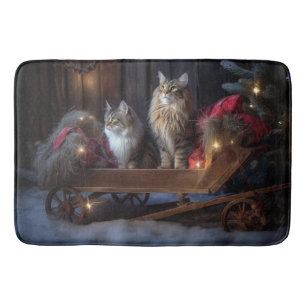 Maine Coon Snowy Sleigh Kerst Decor Badmat