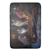 Maine Coon Snowy Sleigh Kerst Decor Badmat (Voorkant Verticaal)