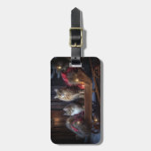 Maine Coon Snowy Sleigh Kerst Decor Bagagelabel (Voorkant verticaal)