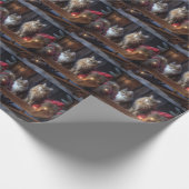 Maine Coon Snowy Sleigh Kerst Decor Cadeaupapier (Hoek)