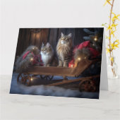 Maine Coon Snowy Sleigh Kerst Decor Kaart (Gele Bloem)