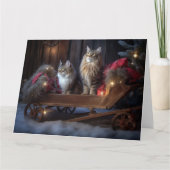 Maine Coon Snowy Sleigh Kerst Decor Kaart (Voorkant)