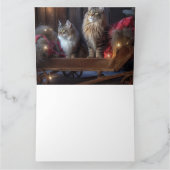 Maine Coon Snowy Sleigh Kerst Decor Kaart (Binnen)