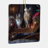 Maine Coon Snowy Sleigh Kerst Decor Keramisch Ornament (Rechts)