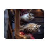 Maine Coon Snowy Sleigh Kerst Decor Magneet (Horizontaal)