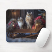Maine Coon Snowy Sleigh Kerst Decor Muismat (Met muis)