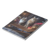 Maine Coon Snowy Sleigh Kerst Decor Notitieblok (Linkerzijde)